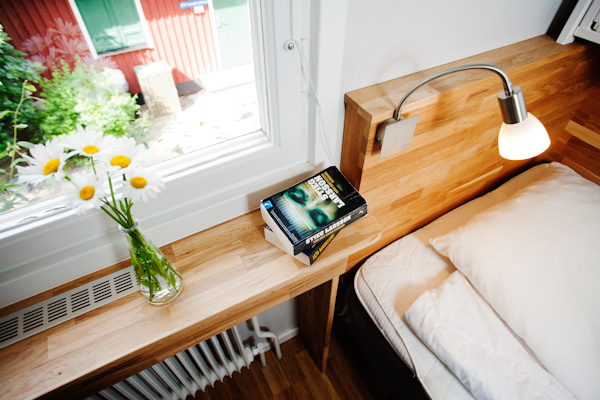 Fönsterbräda vandrarhemsrum med dusch och WC Enkelrum